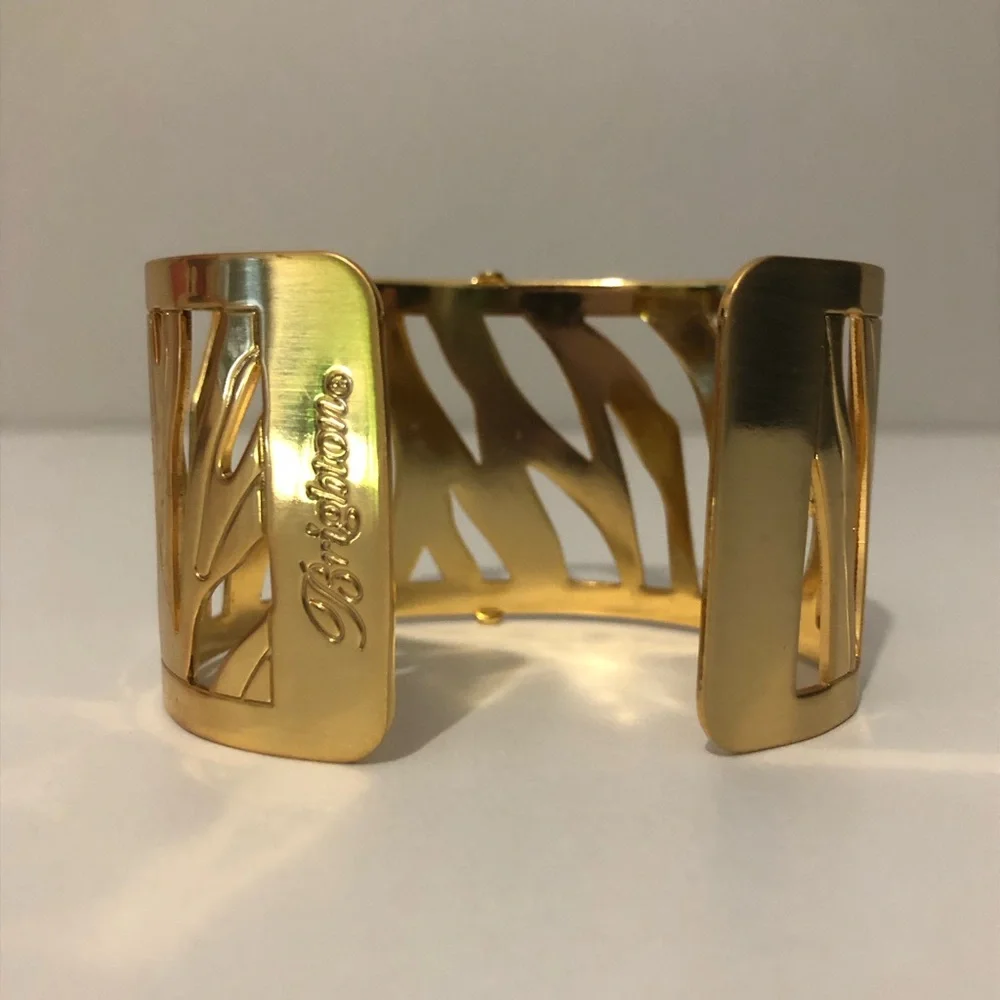 Brighton Christo Johannesburg Wide Gold Bangle Cutout Statement Cuff Bracelet